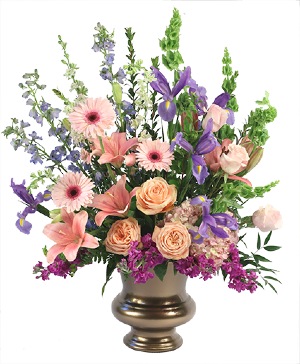 Rose & Gold Remembrance Funeral Arrangement