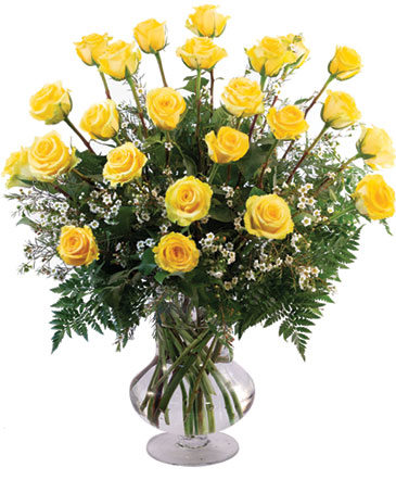 Two Dozen Yellow Roses Vase Arrangement  in Bristol, CT | DONNA'S FLORIST & GIFTS